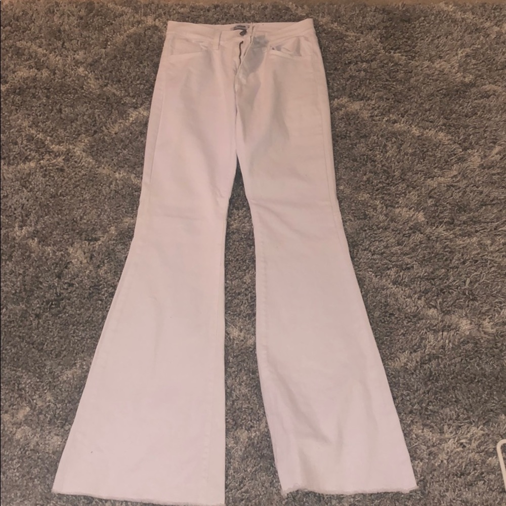 White flare jeans